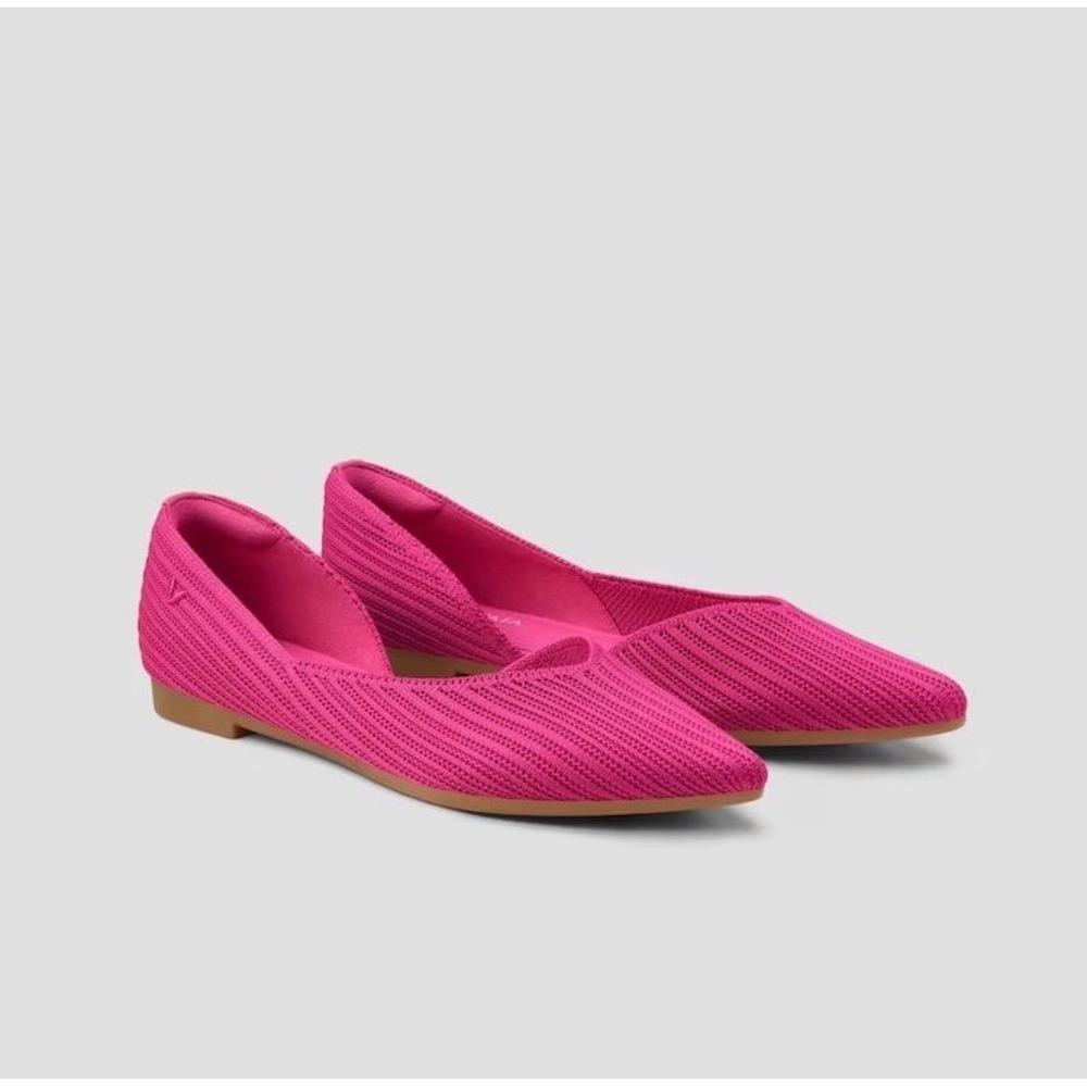 Vivaia Aria 5.0 Pointed Toe D'Orsay Flats Pink Knit Sustainable Shoes Size 41